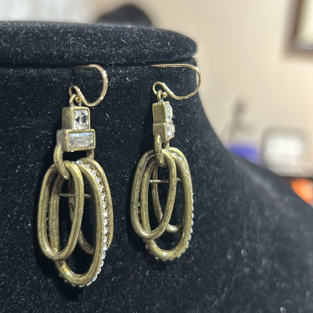 Silpada K & R Collection Crystal Dangle Brass Earrings - Picture 2 of 2